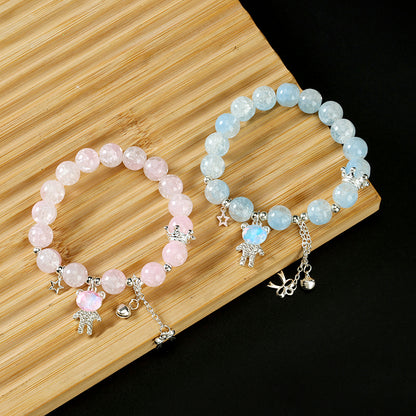 Cracked Bowknot Zircon Bear Bracelet  M.43