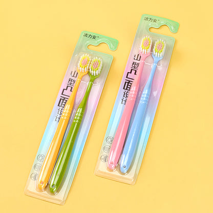 Jielian Convex Toothbrush 2-Pack Model 520 High-Density Soft Bristles Adult Oral Care M.14