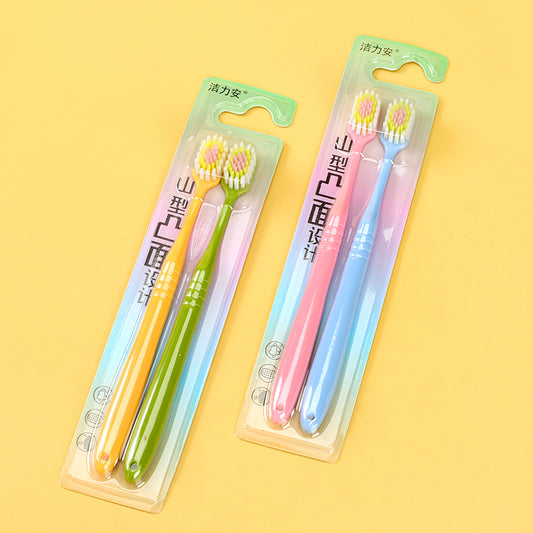 Jielian Convex Toothbrush 2-Pack Model 520 High-Density Soft Bristles Adult Oral Care M.14