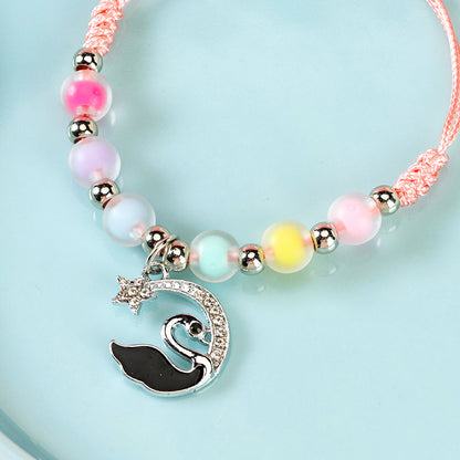 Frosted Bead Pendant Braid Bracelet  M.43