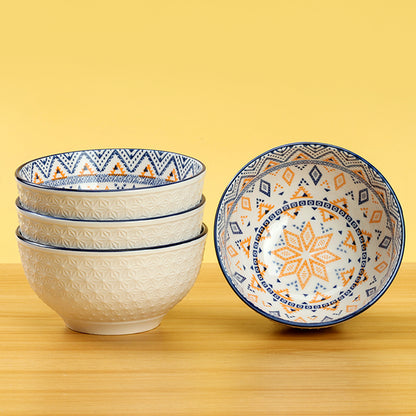 4.5-inch Snowflake Bowl with Four-Flower Pattern (Random Flower Design) M.66 JPDB