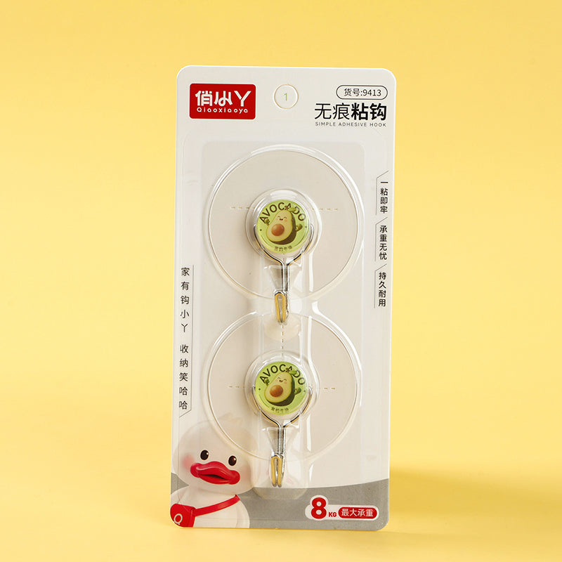 Qiaoxiaoya Model 9413 Adhesive Hooks - 2 Pcs Round Cartoon Design M.16