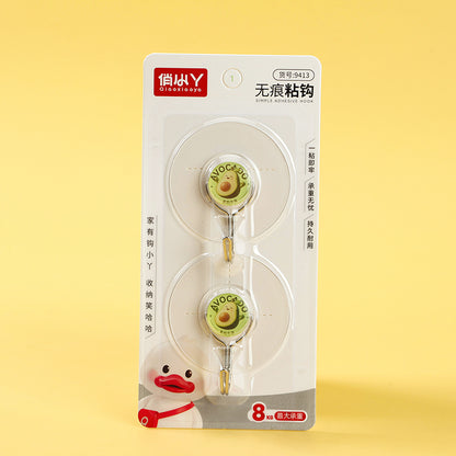 Qiaoxiaoya Model 9413 Adhesive Hooks - 2 Pcs Round Cartoon Design M.16
