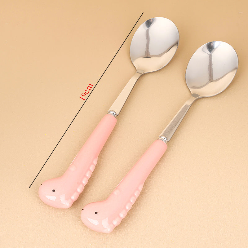 HSA-5 Dinosaur Pattern Ceramic Handle No.2 Round Spoon M.66