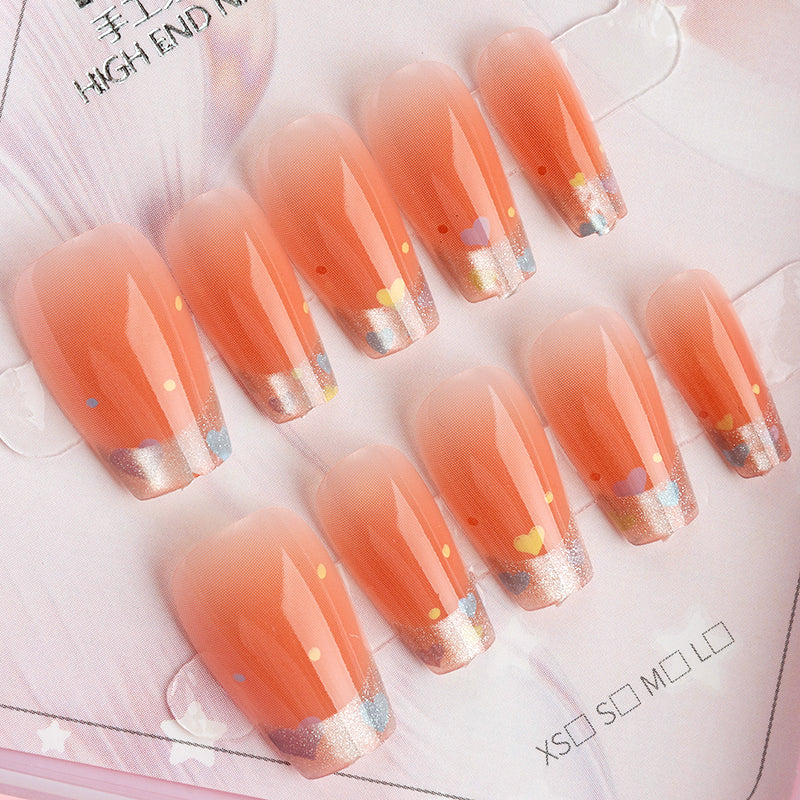 ZJ1020 Cat's Eye Printed Short Fake Nails Random M.52