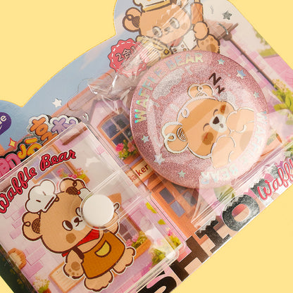 XX-7020 Coffee Bear Badge Notebook 2-in-1 Storage & Record Pages 14*18cm 80g Paper M.81