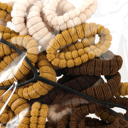 M42 MXM-117 Coffee-colored Terry Cloth Hair Ties + Hair Bun Makers (20 Pieces)