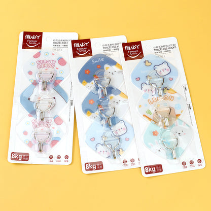 Qiaoxiaoya Model 9209 Adhesive Hooks - 3 Pcs Rhombus Cartoon Design M.16