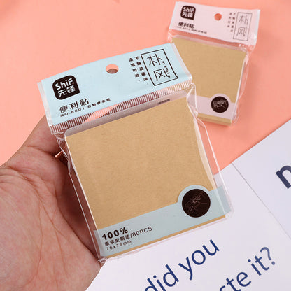 Xianfeng 8601 Kraft Paper Sticky Notes Unbleached 80g Thick 2 Sizes (7676/76101mm) for Office & School M.81
