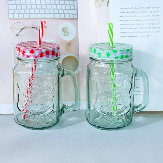 Glass Handle Cup with Straw and Lid M.17