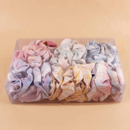 M42 Same-Style Plaid Hair Scrunchie - Soft Elastic for Daily Ponytails