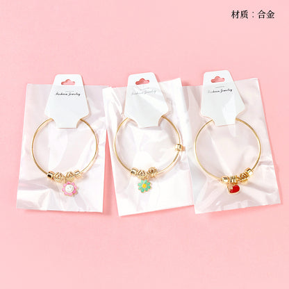 Gold Double Crown Pendant Bangle  M.43