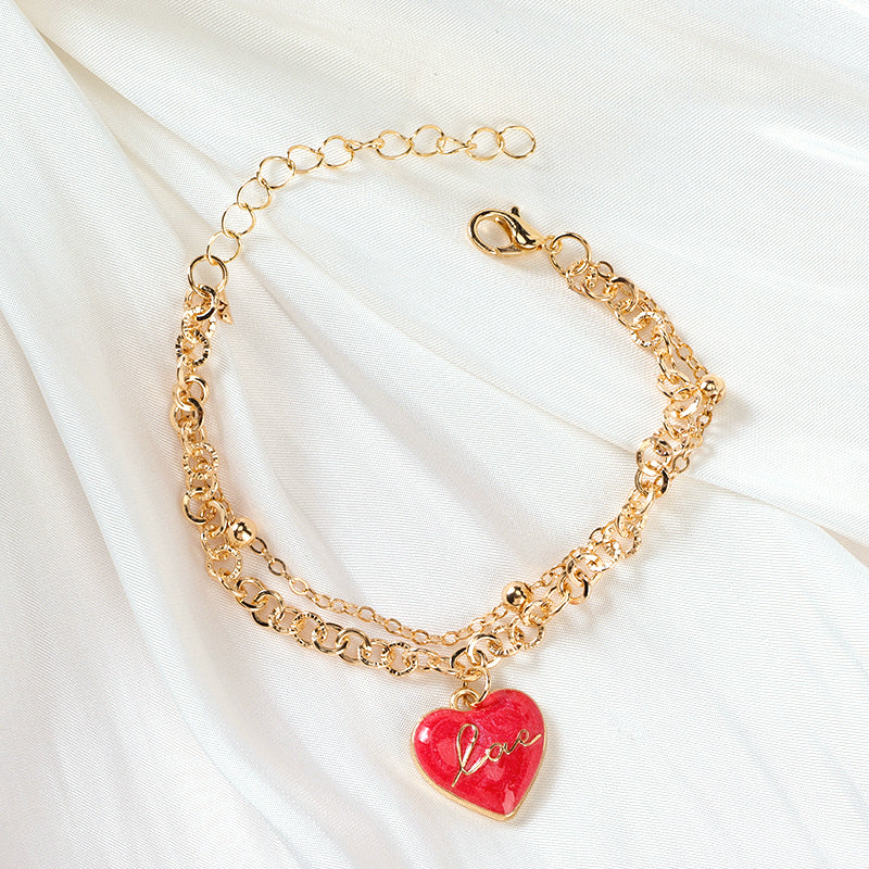 Double-Layer Heart Charm Bracelet  M.43