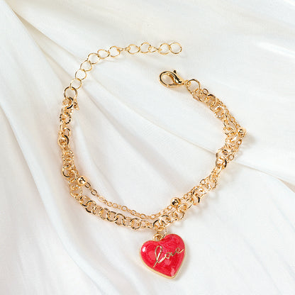 Double-Layer Heart Charm Bracelet  M.43