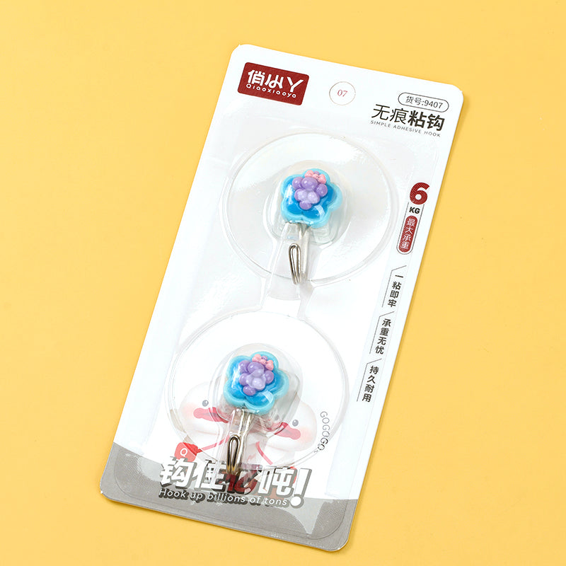Ganchos adhesivos Qiaoxiaoya modelo 9407 - 2 piezas con diseño floral M.16 