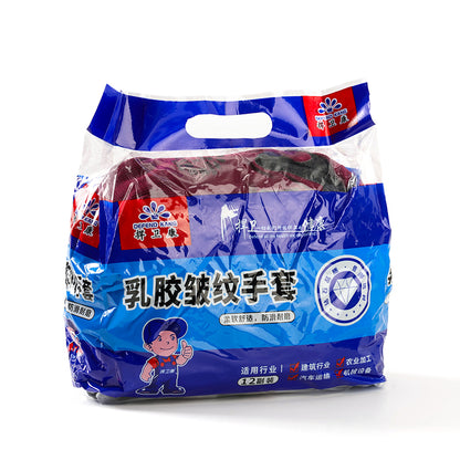 Red sand black rubber wrinkle labor protection gloves (720) M.28