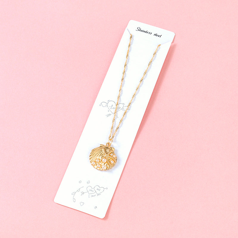 Golden Shell Pearl Necklace M.43
