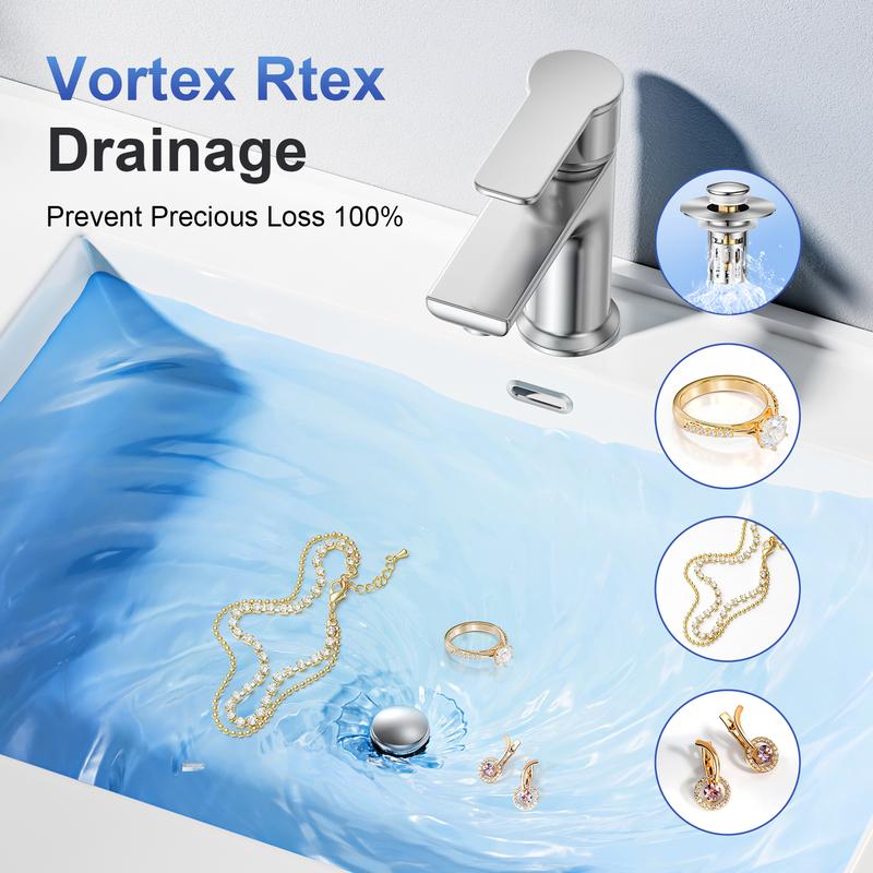 Tapón de drenaje para lavabo de baño, tapón de fregadero universal 2 en 1, emergente con filtro de acero inoxidable extraíble antiobstrucciones, tapón de drenaje para el cabello, tapón antiolor 