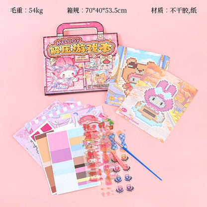 QKKDIY Stress Relief Game Book DIY Sticker Puzzle Portable Quiet Book for Kids M.08