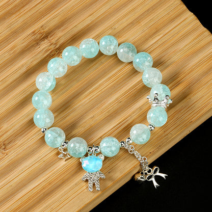 Cracked Bowknot Zircon Bear Bracelet  M.43