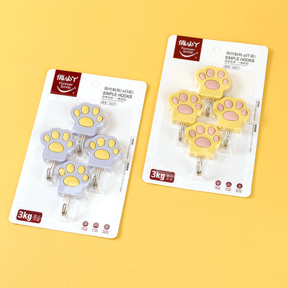 Qiaoxiaoya Model 9317 Adhesive Hooks - 4 Pcs Cat Claw Design M.16