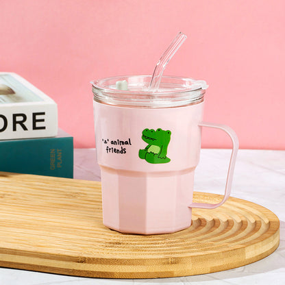 Glass Coffee Mug with Plastic Shell and Handle (360ML) M.17