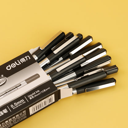 Deli (Sold Individually) S656 - Q1 Fluid - tip Roller Pen (0.5mm, Black) M.82