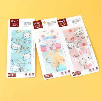 Qiaoxiaoya Model 9207 Adhesive Hooks - 2 Pcs Square Cartoon Design M.16