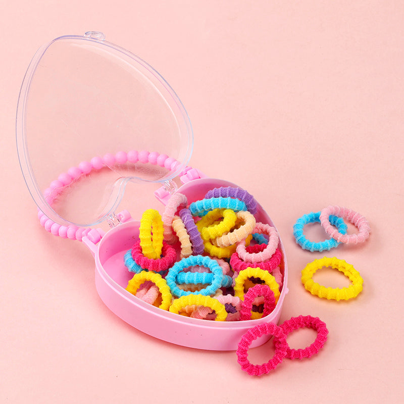 M42 Colored Children's Hair Elastics in a Heart-shaped Box (35 Pieces)