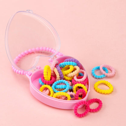 M42 Colored Children's Hair Elastics in a Heart-shaped Box (35 Pieces)