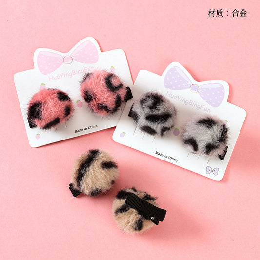 M42 Boxed set of leopard-print pom-pom paired duck clips