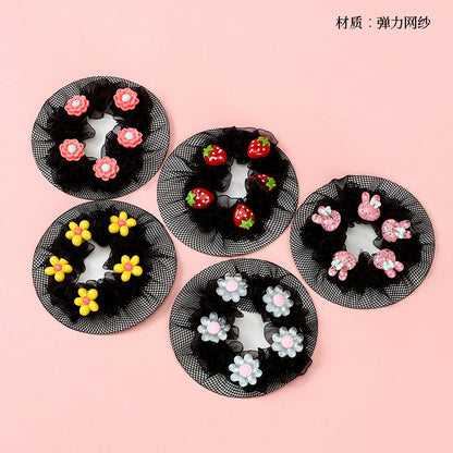 Five resin accessories for children's hairnets