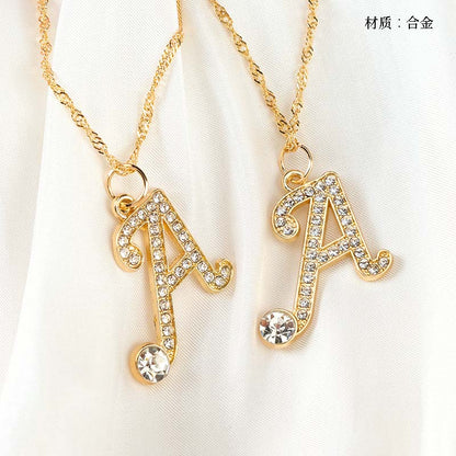 Full - Diamond Letter A Necklace M.43