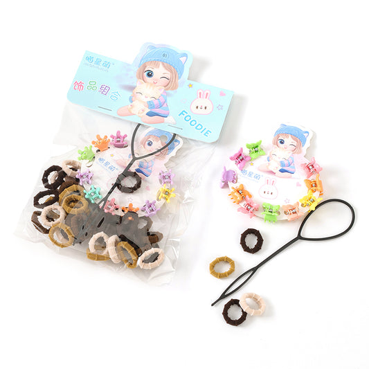 M42 Brown Terry Cloth Loops + Small Claws + Hair Bun Makers in Bag (50 Pieces)