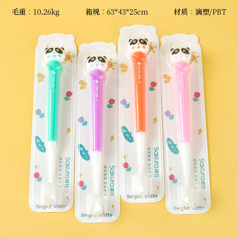 SAKURA Cute Panda Cartoon Baby Toothbrush S - 773 Extra Soft Bristles 2 - 6 Years Old Kids Gum Care M.14