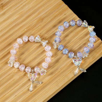 Cracked Abacus Bead Iridescent Butterfly Bracelet  M.43