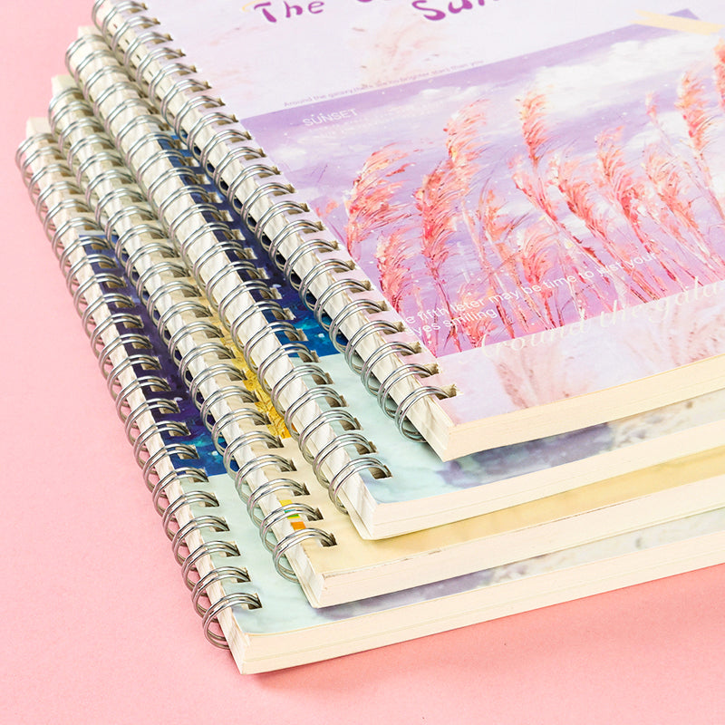 Premium A5 Cardboard Cover Spiral Notebook (Assorted Designs) M.81