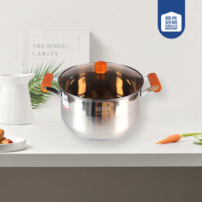 26cm 304 Stainless Steel Aishang Soup Pot with Beech Handle and Double Bottom M.61 JPDB