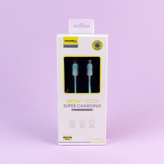 Q51 PD30W Ice Crystal Fast Charging Cable for iPhone 16/15/14 - Type-C to Lightning A.12 JPDB