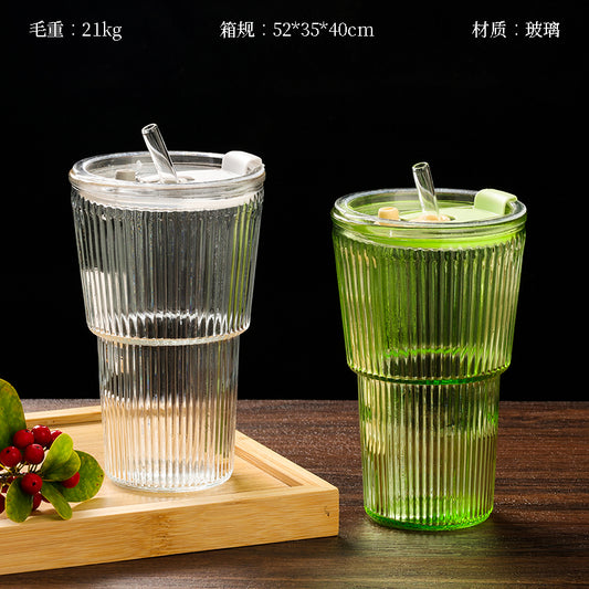 Ribbed Juice Glass with Straw (450ml) M.17