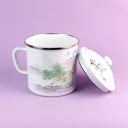 Enamel Cup Model K-1412 (14cm) - Rimmed Edge "Xishan Elegant Residence" Design M.65 JPDB