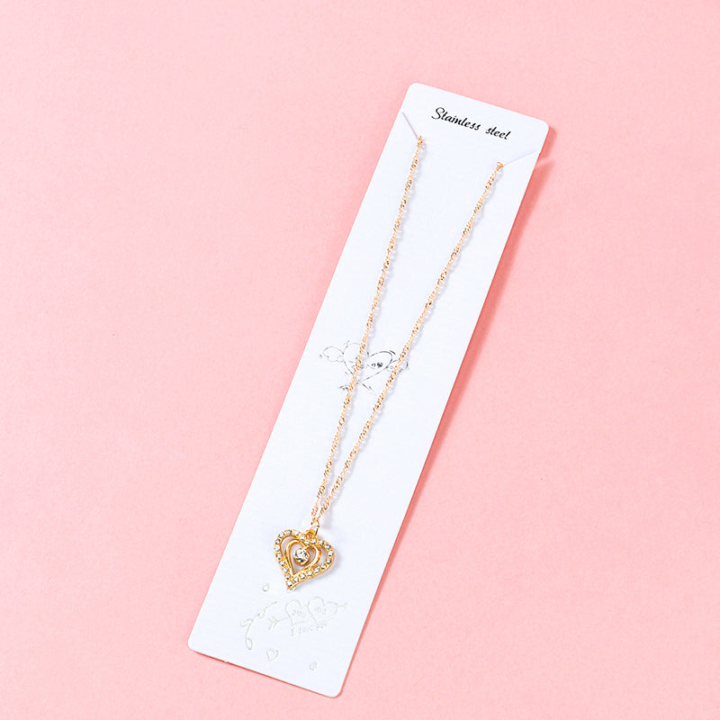Pave Diamond Double Heart Necklace M.43