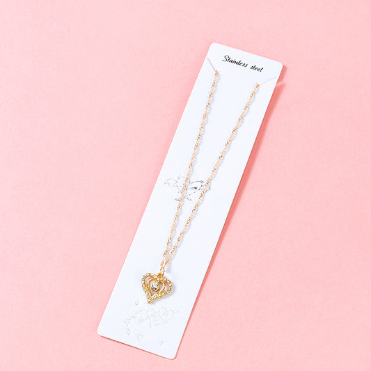 Pave Diamond Double Heart Necklace M.43