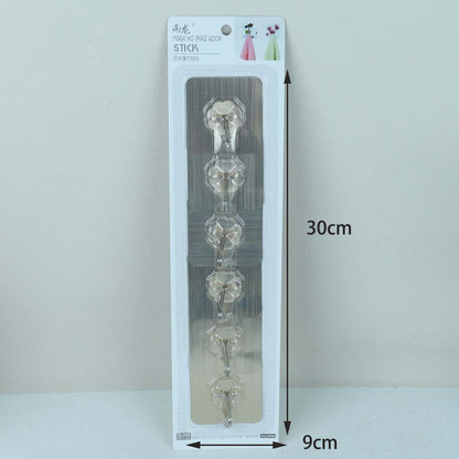 Yulong Model 8012 Adhesive Hooks - 6 Pcs Silver Type M.16