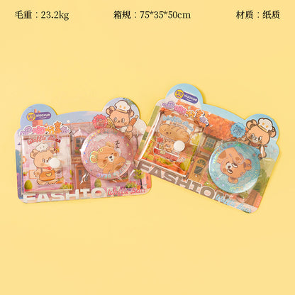 XX-7020 Coffee Bear Badge Notebook 2-in-1 Storage & Record Pages 14*18cm 80g Paper M.81