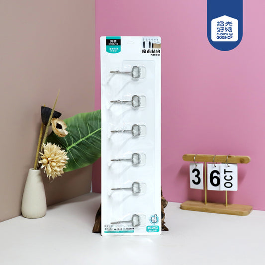 Model 6617 Traceless 6-in-a-Row Stainless Steel Adhesive Hooks M.16 JPDB