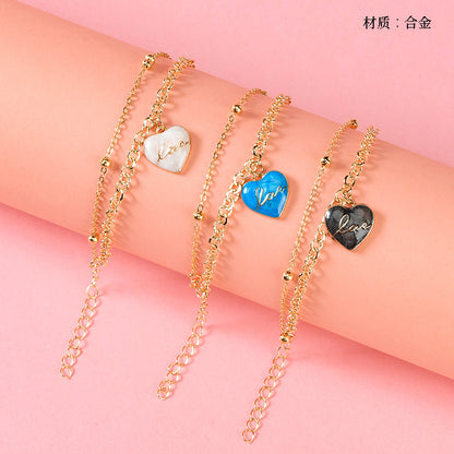 Double-Layer Heart Charm Bracelet  M.43