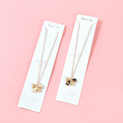 Chanel - style Dripping - oil Bow - tie Necklace M.43