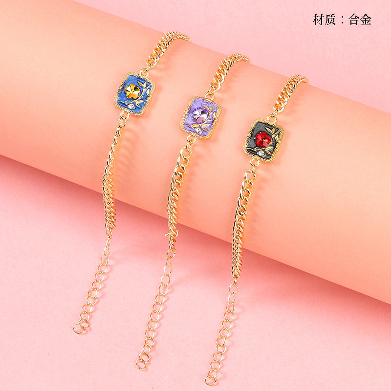 Square Zircon Flower Bracelet  M.43