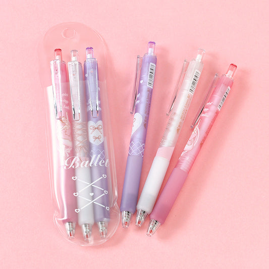 Shengdian 9747 Bowknot Push-Type Gel Pen (3 Pcs) Macaron Colors 0.5mm Quick-Dry Ink for Women & Students M.82